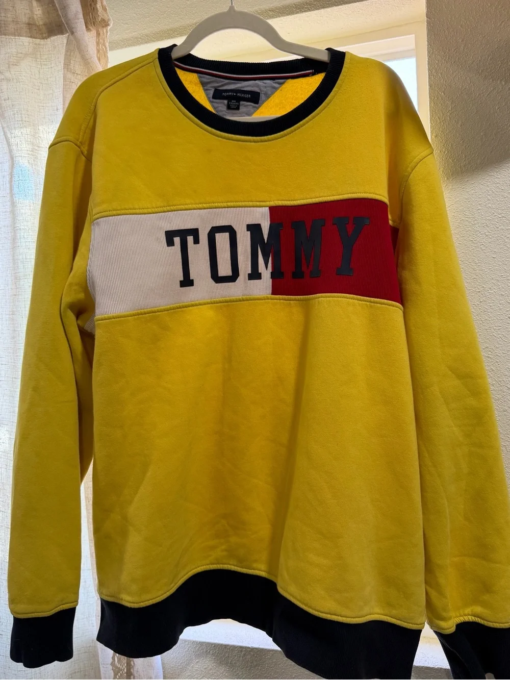 Tommy Hilfiger Yellow, Red & White Logo Crewneck Sweatshirt